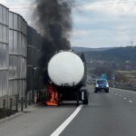 10.04.2026. Pożar ciężarówki na trasie S7 między węzłami Kielce Południe i Tokarnia / Fot. policja