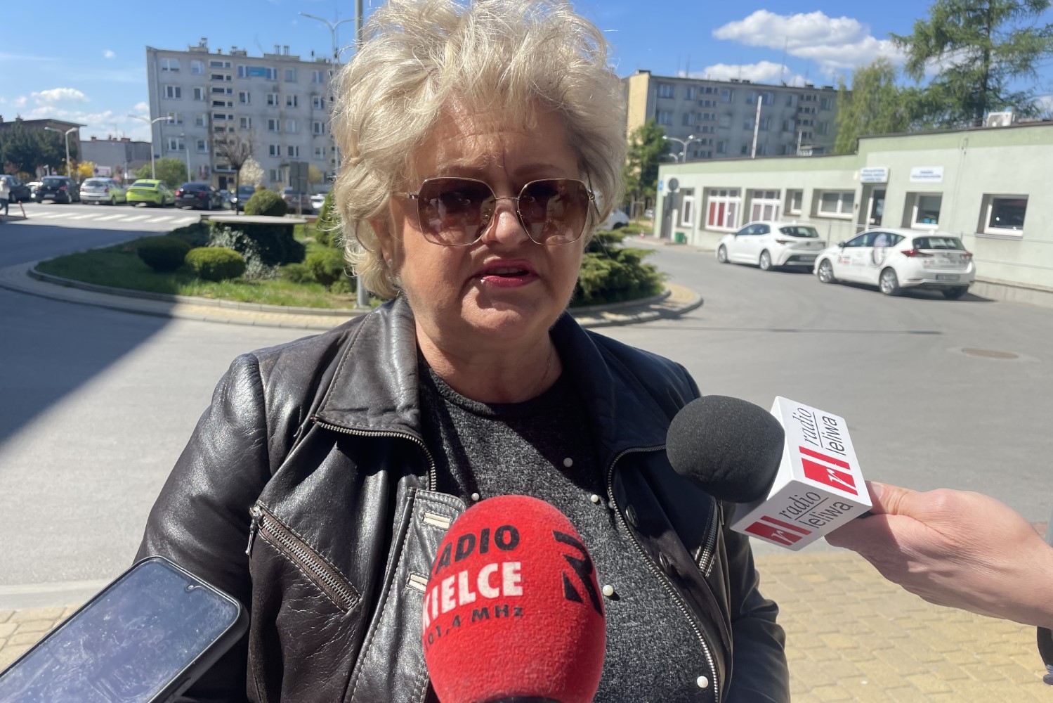 22.04.2026. Sandomierz. Protest szpitali powiatowych. Na zdjęciu: Beata Wiater, zastępca dyrektora szpitala powiatowego / Fot. Grażyna Szlęzak-Wójcik - Radio Kielce