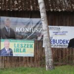 24.04.2026. Pińczów. Banery kandydatów na burmistrza / Fot. Marta Gajda-Kruk - Radio Kielce