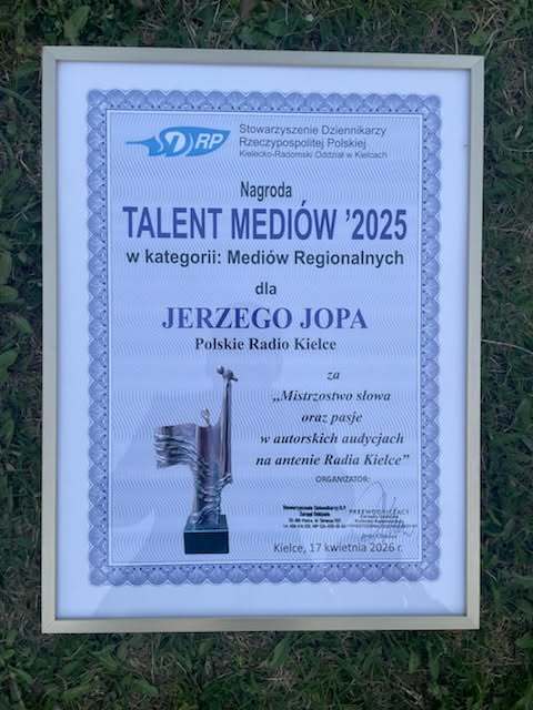 Talent Mediów . Nagroda dla Jerzego Jopa / Źródło: Radio Kielce