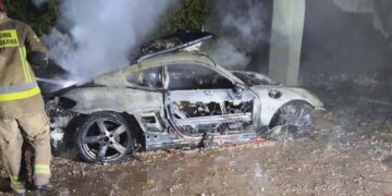 Spłonął garaż i Porsche. Nocny pożar w Sukowie