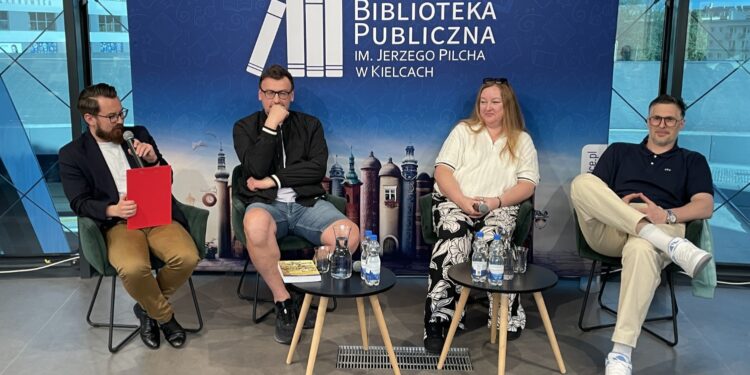28.05.2026. Kielce. Poczytalnia na dVoRcu. Spotkanie z Anną Benicewicz-Miazgą, autorką książki „Historia mistrzów. 60 lat 1965-2025” / Fot. Kamil Król -Radio Kielce