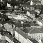 Kielce. Ulica Piotrkowska. 1967 rok. Zabudowa między ulicami Leśną i Piotrkowską, tzw. Koszyki / źródło: fotopolska.eu