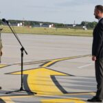 22.05.2026. Łask. Uroczystość powitania pierwszych polskich samolotów F-35 w 32. Bazie Lotnictwa Taktycznego w Łasku / Fot. PAP/Marian Zubrzycki