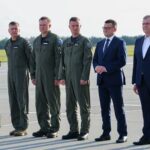 22.05.2026. Łask. Uroczystość powitania pierwszych polskich samolotów F-35 w 32. Bazie Lotnictwa Taktycznego w Łasku / Fot. PAP/Marian Zubrzycki
