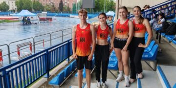 Na zdjęciu (od lewej): Dawid Kulik, Katarzyna Janik, Natalia Królicka, Amelia Wiatr / Źródło: KKL Kielce