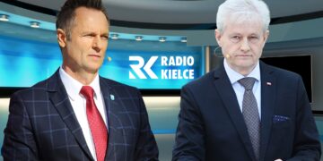 Marcin Wojniak i Janusz Koniusz – kandydaci na burmistrza Pińczowa / Fot. Wiktor Taszłow – Radio Kielce