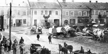 Lata 1914-1918. Jędrzejów. Plac Kościuszki (dawny Rynek). / Źródło: fotopolska.eu