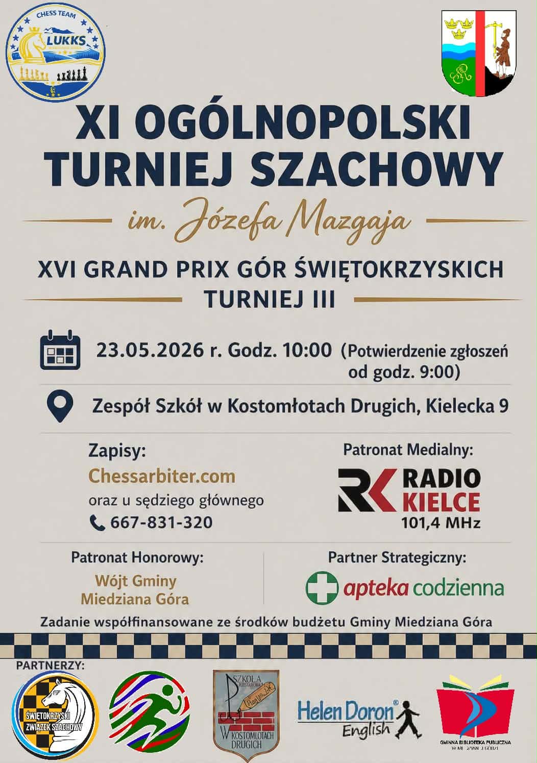 XI Ogólnopolski Turniej Szachowy im. Józefa Mazgaja - Radio Kielce