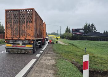 Rowerzysta potrącony przez ciężarówkę