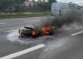 Motorower spłonął w Kielcach