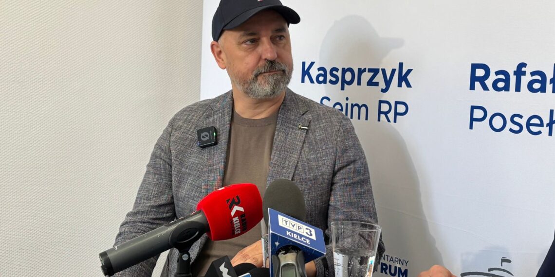 16.06.2026. Kielce. Konferencja posła Rafała Kasprzyka. Na zdjęciu: Jacek Jabrzyk / Fot. Marcin Marszałek - Radio Kielce