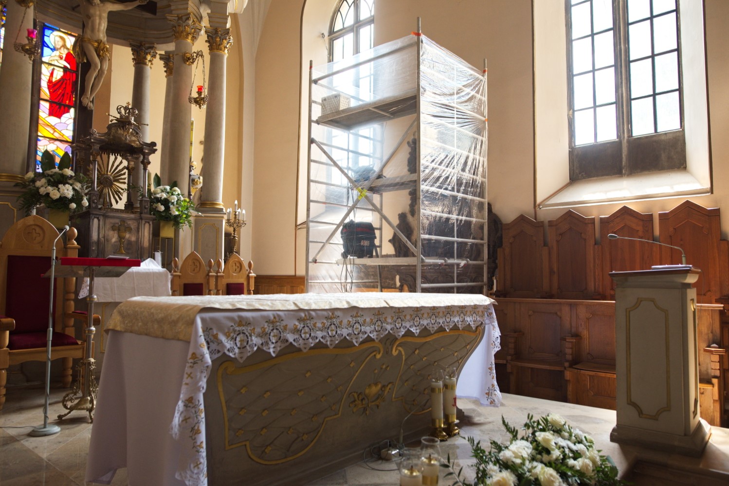 22.06.2026. Końskie. Kolegiata św. Mikołaja w Końskich. Epitafium Jana Małachowskiego - remont / Fot. Magdalena Galas-Klusek - Radio Kielce