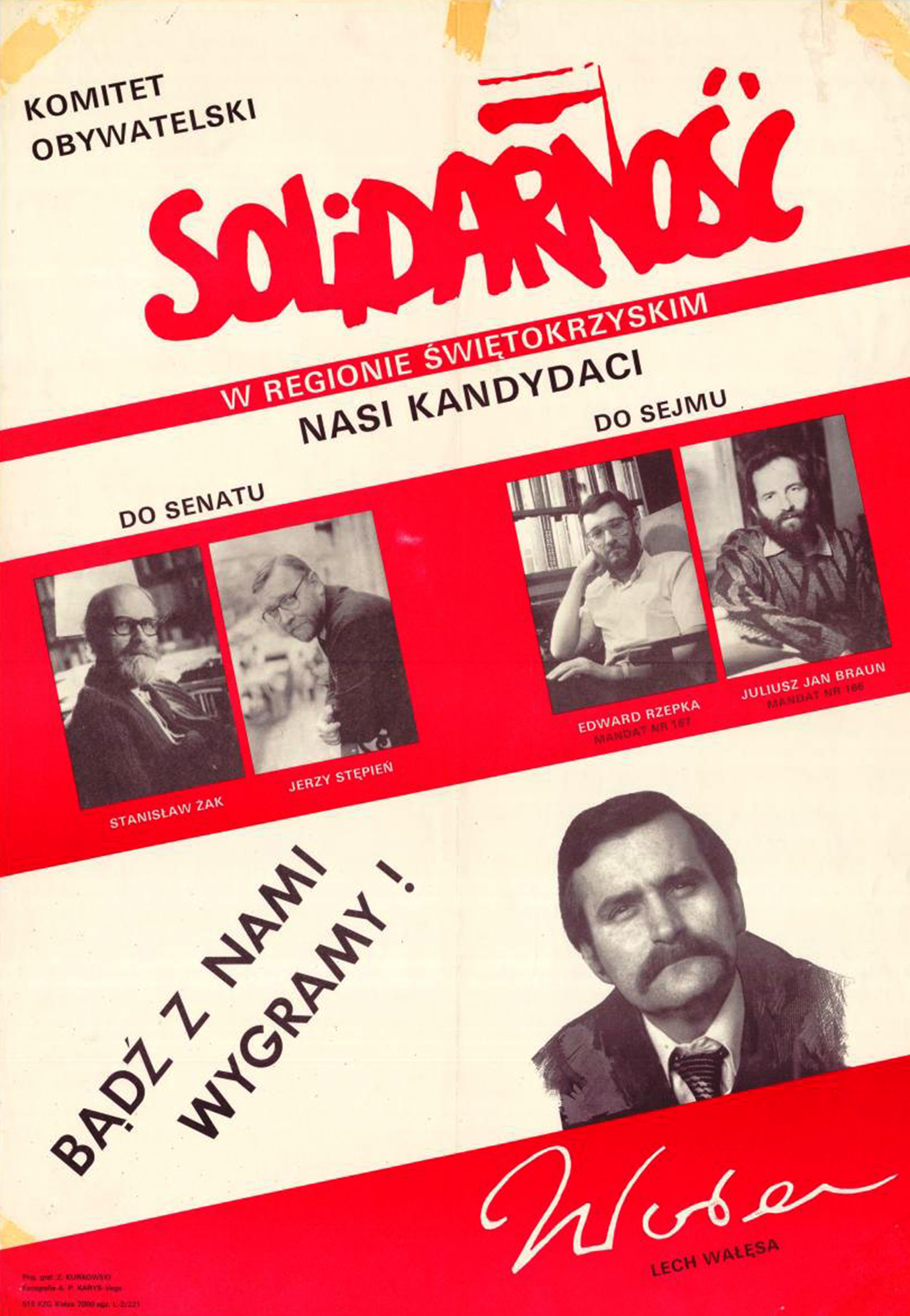 Plakat wyborczy kieleckich kandydatów „Solidarności” / źródło: Muzeum Historii Kielc
