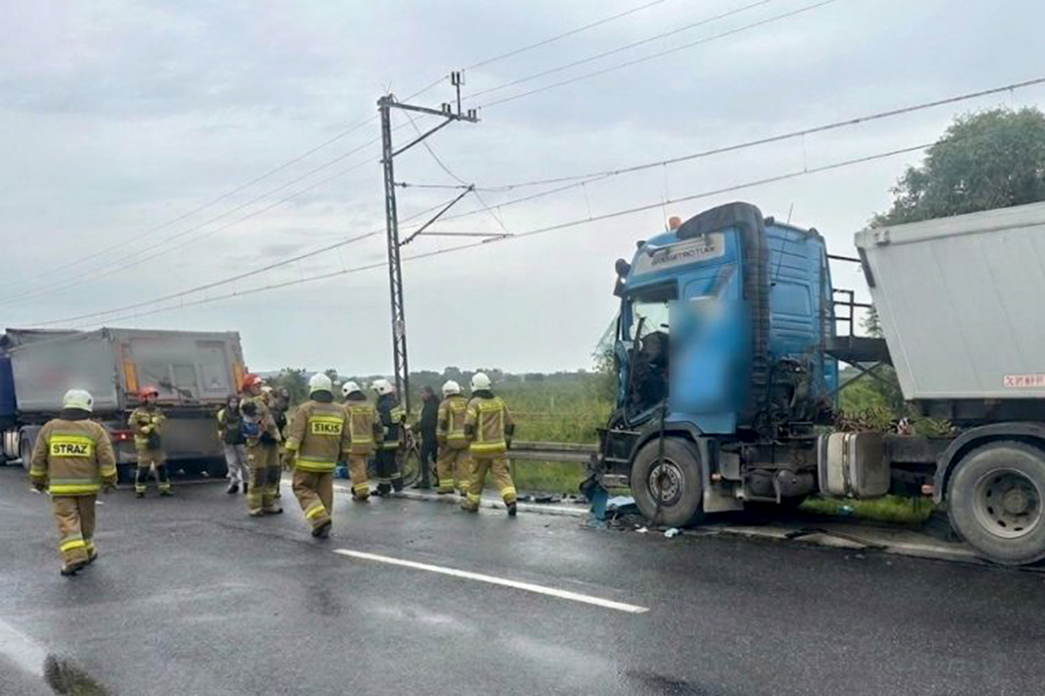 Zderzenie ciężarówek na DK9