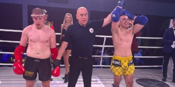 Jakub Rychel zwycięski podczas gali MFC 25 / Źródło: Kliczn Kielce