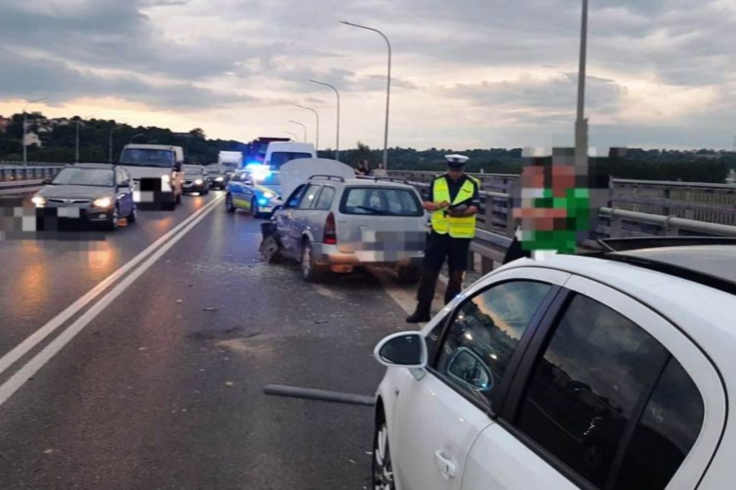 Karambol na moście w Sandomierzu