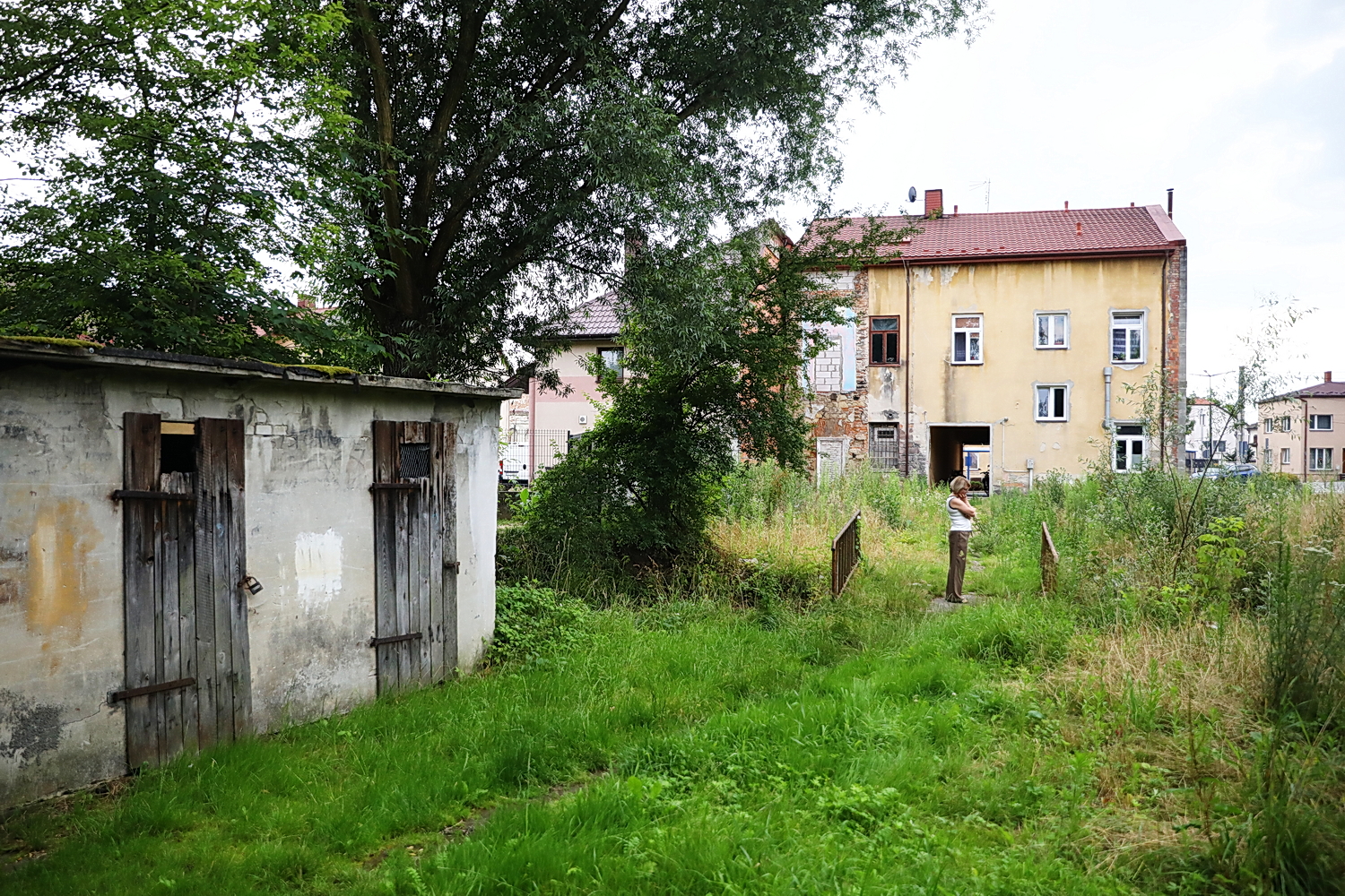 21.07.2026. Działoszyce. Regularnie zalewane ulice, woda wdzierająca się do budynków i wieloletnie oczekiwanie na rozwiązanie problemu. Z taką rzeczywistością od lat mierzą się mieszkańcy części Działoszyc, w tym lokatorzy jednego z komunalnych bloków w centrum miasta / Fot. Wiktor Taszłow – Radio Kielce