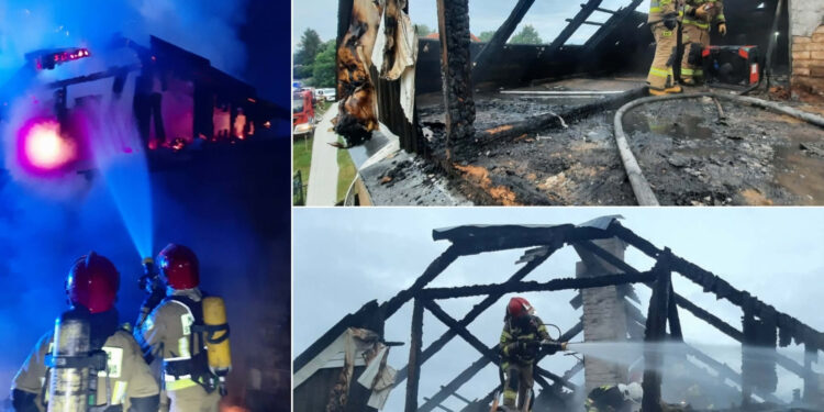 Spłonął dach i poddasze budynku - Radio Kielce 23.07.2026. Gilów. Pożar domu / źródło: PSP Skarżysko-Kamienna