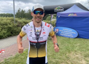 11.07.2026. Strawczyn. Zawody z cyklu iSands Cross Triathlon. Na zdjęciu: Przemysław Szymanowski - zwycięzca imprezy / Fot. Kamil Król - Radio Kielce