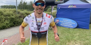 11.07.2026. Strawczyn. Zawody z cyklu iSands Cross Triathlon. Na zdjęciu: Przemysław Szymanowski - zwycięzca imprezy / Fot. Kamil Król - Radio Kielce
