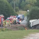 28.08.2026. Ćmińsk. DK 74. Zderzenie dwóch ciężarówek / Fot. policja