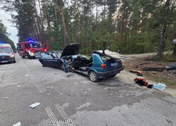 21.08.2026. Komparzów w powiecie włoszczowskim. Wypadek / Fot. Komenda Powiatowa Państwowej Straży Pożarnej we Włoszczowie