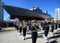 12.08.2026. Gdynia. Ceremonia chrztu fregaty wielozadaniowej ORP Wicher w PGZ Stoczni Wojennej w Gdyni. ORP Wicher jest pierwszą z trzech wielozadaniowych fregat nowej generacji budowanych w ramach programu „Miecznik” / Fot. PAP - Andrzej Jackowski
