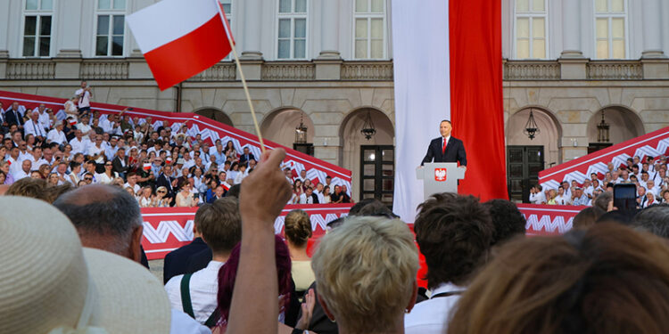Karol Nawrocki: przedstawię prezydencką strategię rozwoju - Radio Kielce 6.08.2026. Warszawa. Prezydent RP Karol Nawrocki podczas uroczystości z okazji rocznicy zaprzysiężenia go na Urząd Prezydenta Rzeczypospolitej Polskiej / Fot. PAP - Paweł Supernak