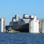 ORP „Wicher” zwodowany - Radio Kielce 13.08.2026. Gdynia. Wodowanie fregaty ORP Wicher na Zatoce Gdańskiej. ORP Wicher jest pierwszą z trzech wielozadaniowych fregat nowej generacji budowanych w ramach programu „Miecznik” / Fot. PAP - Andrzej Jackowski