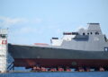 ORP „Wicher” zwodowany - Radio Kielce 13.08.2026. Gdynia. Wodowanie fregaty ORP Wicher na Zatoce Gdańskiej. ORP Wicher jest pierwszą z trzech wielozadaniowych fregat nowej generacji budowanych w ramach programu „Miecznik” / Fot. PAP - Andrzej Jackowski