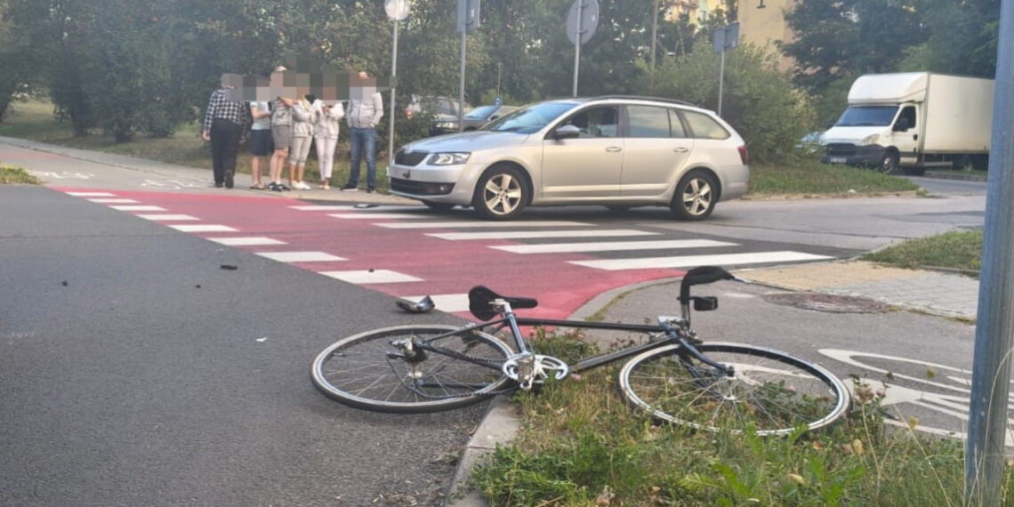 Potrącenie na ścieżce rowerowej