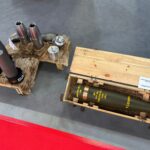08.09.2026. Kielce. targi Kielce. MSPO. Wyprodukowany w Polsce pocisk artyleryjski 155 mm / Fot. Marcin Marszałek - Radio Kielce