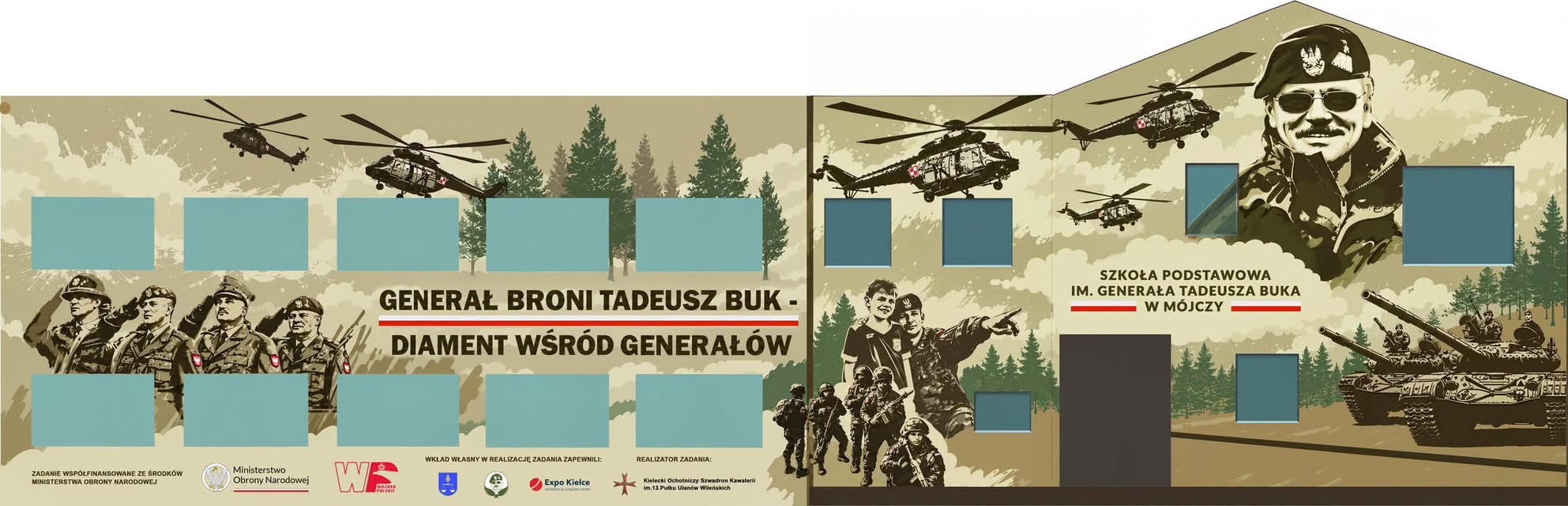 Wizualizacja muralu upamiętniającego gen. Tadeusza Buka / źródło: Urząd Miasta i Gminy Daleszyce - Facebook