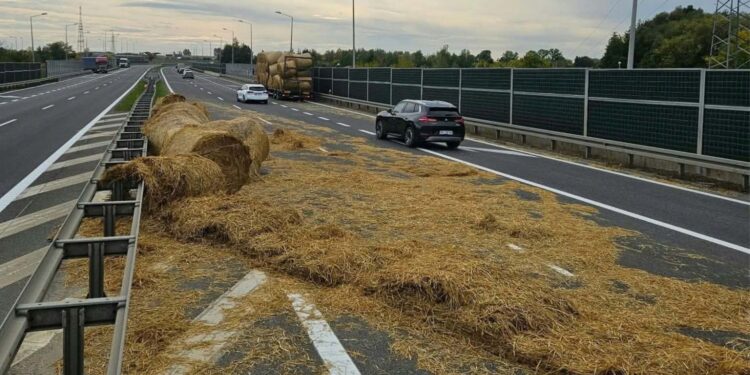Uwaga kierowcy. Słoma na ekspresówce