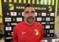 Na zdjęciu: Łukasz Cabaj, trener Naprzodu Jędrzejów / Fot. Kamil Król - Radio Kielce
